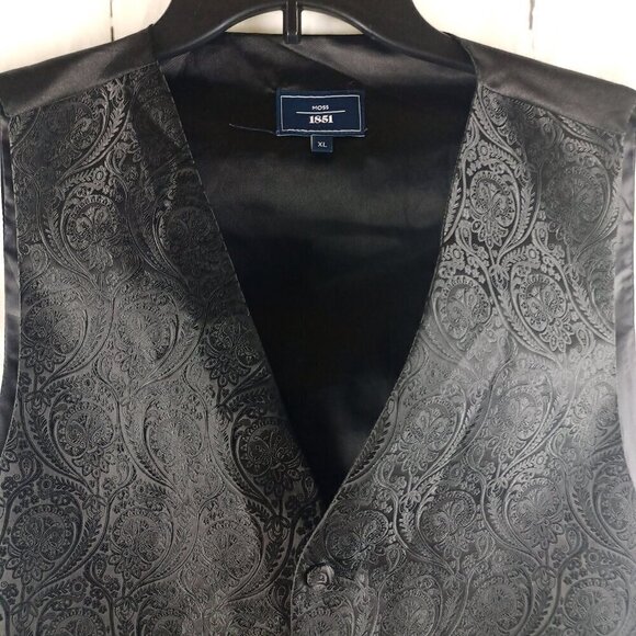 Moss 1851 Black Paisley 6 Button Men's Dress Vest Size XL - Picture 2 of 14